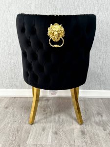 Royal Gold Velvet Chair With Lion Knocker