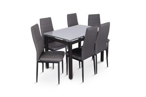Glass Table Set With 6 Chairs