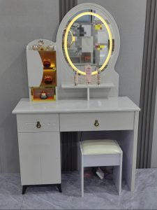 Complete High Gloss Dressing Table with Stool