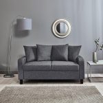 2 Seater Sofa Cloth Fabric Grey - Image 2