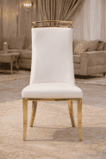 Luxury Faux Leather Dining Chairs with Gold Legs and finish Set of 2 - Image 4