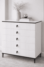 Ceramic Top 5 Draw Chest Of Draws White