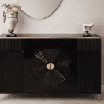Del Black and Gold Elegant Hallway Cabinet / TV Stand