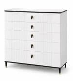 Ceramic Top 5 Draw Chest Of Draws White - Image 4
