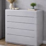 Luxury 5 Draw Light Grey Glossy chest of draws
