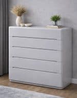 Luxury 5 Draw Light Grey Glossy chest of draws