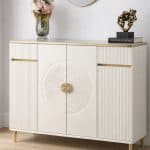 Del Cream And Gold Elegant Hallway Cabinet / TV Stand