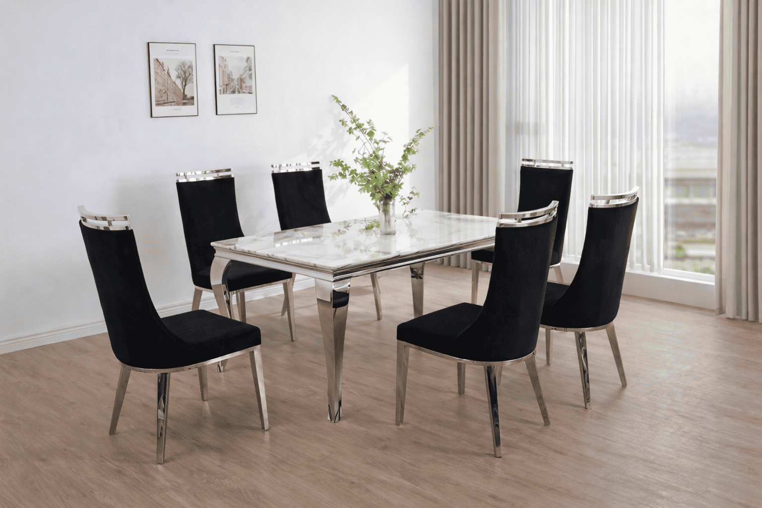 ChatGPT Image Feb 6, 2026 at 12_37_17 PM Lily Chrome Marble Dining Table - Image 1