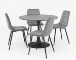 Miami Round Dining Set with 4 Velvet Chairs In Navy Or Grey And 1 Round Table