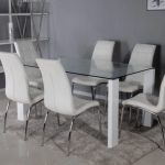 Savano Large Dining Set with 6 leather Chairs 1 Glass Table