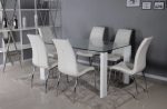 Savano Large Dining Set with 6 leather Chairs 1 Glass Table - Image 3
