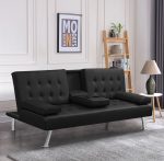 Star Cupholder 2 Seater Sofa Bed Black