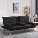 Star Cupholder 2 Seater Sofa Bed Black