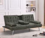 Star Cupholder 2 Seater Sofa Bed Black - Image 3
