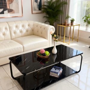 White / Black Star Marble Coffee Table