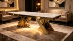 Marble Gold God Sent Table Set 6 Chairs and Table - Image 4