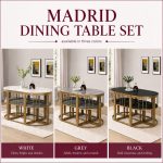 Madrid Star Marble Effect Dining Set 6 Seats - Image 2