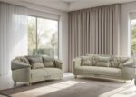 Alfa Luxury Cream & Gold Sofa Bed Set 3 and 2 Seater