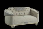 Alfa Luxury Cream & Gold Sofa Bed Set 3 and 2 Seater - Image 6