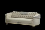 Alfa Luxury Cream & Gold Sofa Bed Set 3 and 2 Seater - Image 3